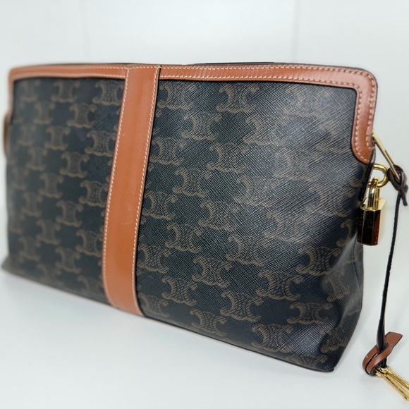 Celine Brown Triomphe Canvas Toiletry Pouch - Picture 13 of 16